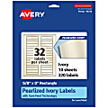 Avery® Pearlized Permanent Labels With Sure Feed®, 94214-PIP10, Rectangle, 5/8" x 3", Ivory, Pack Of 320 Labels