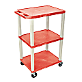 H. Wilson Plastic Utility Cart, 42"H x 24"W x 18"D, Red