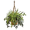 Nearly Natural 30"H Wandering Jew & Spider Artificial Plant With Hanging Basket, 30"H x 24"W x 24"D, Brown/Green 1 thumbnail image