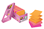 Post-it® Super Sticky Pop-Up Notes, Colors Of The World, 3" x 3", Assorted Colors, 90 Notes Per Pad, Pack Of 18 Pad