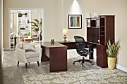 Realspace® Broadstreet 65"W U-Shaped Executive Corner Desk, Cherry