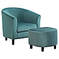 Monarch Specialties Accent Chair And Ottoman Set, Turquoise Quilted/Black 1 thumbnail image