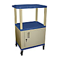 H. Wilson Plastic Utility Cart With Locking Cabinet, 42"H x 24"W x 18", Blue