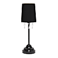 Simple Designs Table Lamp with Fabric Shade and Hanging Acrylic Beads, 16 3/5"H, Black 1 thumbnail image