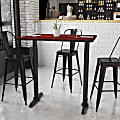 Flash Furniture Laminate Rectangular Table Top With Bar-Height Table Bases, 43-1/8"H x 30"W x 42"D, Mahogany/Black