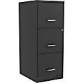 Lorell® SOHO 18"D Vertical 3-Drawer Mobile File Cabinet, Black/Chrome/Baked Enamel