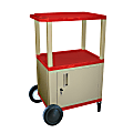 H. Wilson Plastic Utility Cart With Locking Cabinet And Big Wheel Kit, 42"H x 24"W x 18"D, Red
