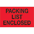 Tape Logic® Preprinted Shipping Labels, DL1203, Packing List Enclosed, Rectangle, 3" x 5", Fluorescent Red, Roll Of 500