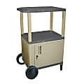 H. Wilson Plastic Utility Cart With Locking Cabinet And Big Wheel Kit, 42"H x 24"W x 18"D, Gray