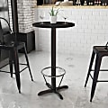 Flash Furniture Laminate Round Table Top With Bar-Height Table Base And Foot Ring, 43-1/8"H x 24"W x 24"D, Black