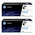 HP 30X Black High Yield Toner Cartridges, Pack Of 2, CF230X