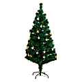 Nearly Natural Pine 60”H Artificial Fiber Optic Christmas Tree With Star-Shaped LED Lights, 60”H x 26”W x 26”D, Green