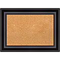 Amanti Art Rectangular Non-Magnetic Cork Bulletin Board, Natural, 30” x 22”, Grand Black Plastic Frame