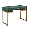 Southern Enterprises Carabelle 2-Drawer Faux Alligator 43"W Desk With Keyboard Tray, Emerald/Gold