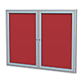 Ghent 2 Door Enclosed Fabric Bulletin Board, Satin Aluminum Frame, 36"H x 48"W, Red 1 thumbnail image