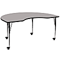 Flash Furniture Mobile Height Adjustable HP Laminate Kidney Activity Table, 30-1/2”H x 48''W x 96''L, Gray