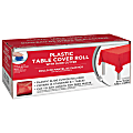 Amscan Boxed Plastic Table Roll, Apple Red, 54” x 126’