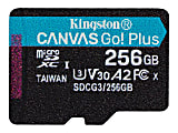 Kingston Canvas Go! Plus - Flash memory card - 256 GB - A2 / Video Class V30 / UHS-I U3 / Class10 - microSDXC UHS-I 1 thumbnail image