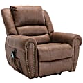 Bestier Faux Leather Power Lift Assist Heating Massage Recliner Accent Chair With 8-Points Vibration, Brown/Black 1 thumbnail image