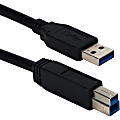 QVS 6ft USB 3.0/3.1 Compliant 5Gbps Type A Male To B Male Black Cable - First End: 1 x Type A Male USB - Second End: 1 x Type B Male USB - 5 Gbit/s - Shielding - Black