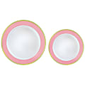 Amscan Round Hot-Stamped Plastic Bordered Plates, New Pink, Pack Of 20 Plates 1 thumbnail image