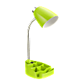 LimeLights Gooseneck Organizer Desk Lamp, Adjustable Height, Green Shade/Green Base