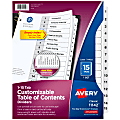 Avery® Ready Index® 1-15 Tab With Customizable Table Of Contents Dividers, Letter Size, 15 Tab, White, 1 Set