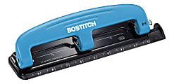 Bostitch® EZ Squeeze™ Three-Hole Punch, 12 Sheet Capacity, Blue
