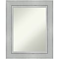 Amanti Art Non-Beveled Rectangle Wood-Framed Bathroom Wall Mirror, 31-1/4" x 25-1/4", Romano Silver