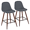 LumiSource Pebble Counter Stools, Walnut/Blue, Set Of 2 Stools 1 thumbnail image