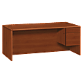 HON® 10700 Series Laminate Right Pedestal Desk, Cognac