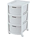 Rimax Plastic 3-Drawer Rolling Storage Cart, 26" x 12" x 15 4/9", White