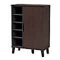 Baxton Studio Idina 2-Tone 1-Door Shoe Cabinet, Dark Brown/Gray 1 thumbnail image