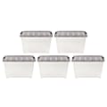 Iris® Stack & Pull™ Storage Boxes, 13.4 Gallon, Clear/Gray, Set Of 5 Boxes 1 thumbnail image