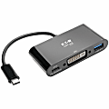 Eaton Tripp Lite Series USB C to DVI Adapter with USB-A Hub, Thunderbolt 3-1080p, PD Charging, Black, 6 in., USB Type C, US - U44406NDUBC 1 thumbnail image