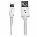 StarTech.com 2m (6ft) Long White Apple 8-pin Lightning Connector to USB Cable for iPhone / iPod / iPad - 6.56 ft Lightning/USB Data Transfer Cable for iPhone, iPod, iPad - First End: 1 x Type A Male USB - Second End: 1 x Lightning Male Proprietary