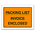 Tape Logic® "Packing List/Invoice Enclosed" Envelopes, Full Face, 4 1/2" x 5 1/2", Orange, Pack Of 1,000