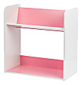 IRIS 24"H 2-Tier Tilted-Shelf Book Rack, Pink/White