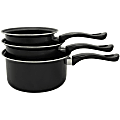 Brentwood BSP-161820 1.5, 2, and 3 Quart Non-Stick Saucepan Set, Black - 3 Pieces - Cooking - Dishwasher Safe - 3 quart - 2 quart - 1.50 quart - Black, Chrome - Brushed Aluminum Body