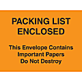 Tape Logic® "Important Papers Enclosed" Envelopes, 4 1/2" x 6", Orange, Case of 1000