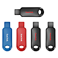 SanDisk Cruzer Snap™ USB 2.0 Flash Drives, Pack of 5, 32GB, Black, Red, Blue