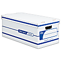 Office Depot® Brand Quick Set Up Standard-Duty Storage Boxes With Lift-Off Lids And Built-In Handles, Letter Size, 24" x 12" x 10", 60% Recycled, White/Blue, Case Of 12