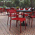 Flash Furniture Nash Commercial-Grade Steel Indoor/Outdoor Stackable Accent Chair With 2 Slats And Arms, Red