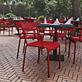 Flash Furniture Nash Commercial-Grade Steel Indoor/Outdoor Stackable Accent Chair With 2 Slats And Arms, Red 1 thumbnail image