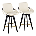 LumiSource Cosmo Faux Leather Counter Stools, Black/Gold/Cream, Set Of 2 1 thumbnail image