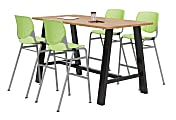 KFI Studios Midtown Bistro Table With 4 Stacking Chairs, 41"H x 36"W x 72"D, Kensington Maple/Lime Green