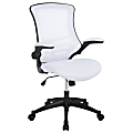 Flash Furniture Mesh Mid-Back Swivel Task Chair With Flip-Up Arms, White/Black