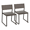LumiSource Industrial Fuji Chairs, Espresso Seat/Antique Frame, Set Of 2 Chairs