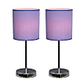 Simple Designs Mini Basic Table Lamp with Fabric Shade, 11"H, Purple/Chrome, Set of 2 Lamps 1 thumbnail image