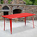 Flash Furniture Commercial Grade Indoor/Outdoor Metal Table, 29-1/2”H x 31-1/2”W x 63”D, Red 1 thumbnail image